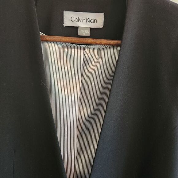 CALVIN Klein Contrast Lining Long Roll Tab Sleeve Open Front Jacket Size 10 - Picture 6 of 6